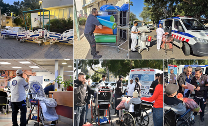 evacuated patients to a protected area at Sheba