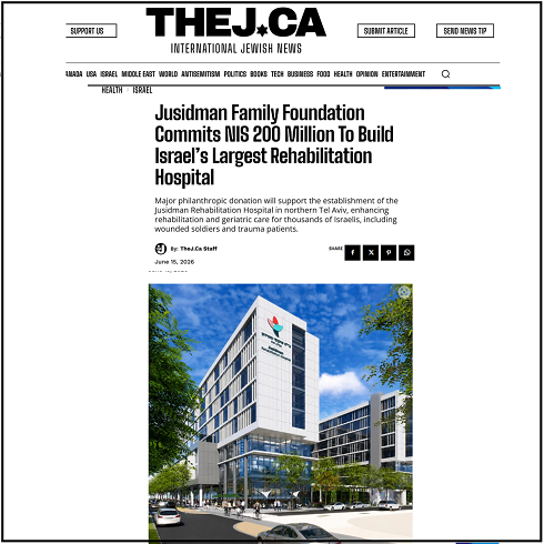 screenshoot from an article in THEJ.CA about Jusidman Family Foundation donation